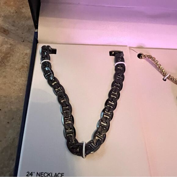 Bon Voyage Gunmetal Stainless Steel  Men’s Necklace Set of 2 NEW - Picture 3 of 7